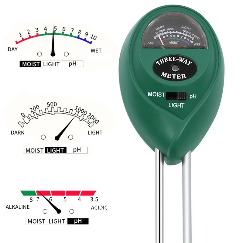 3 in 1 Soil Tester Soil pH Meter Moisture Tester Light Sensor Meter Plant Tester for Garden