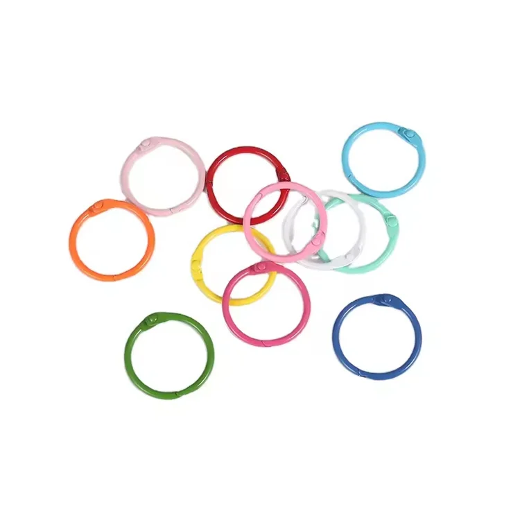2024 Metallic Binder Rings Colorful Loose Leaf Rings Cards Metal Steel Book Key Rings for Notebook School Office Home