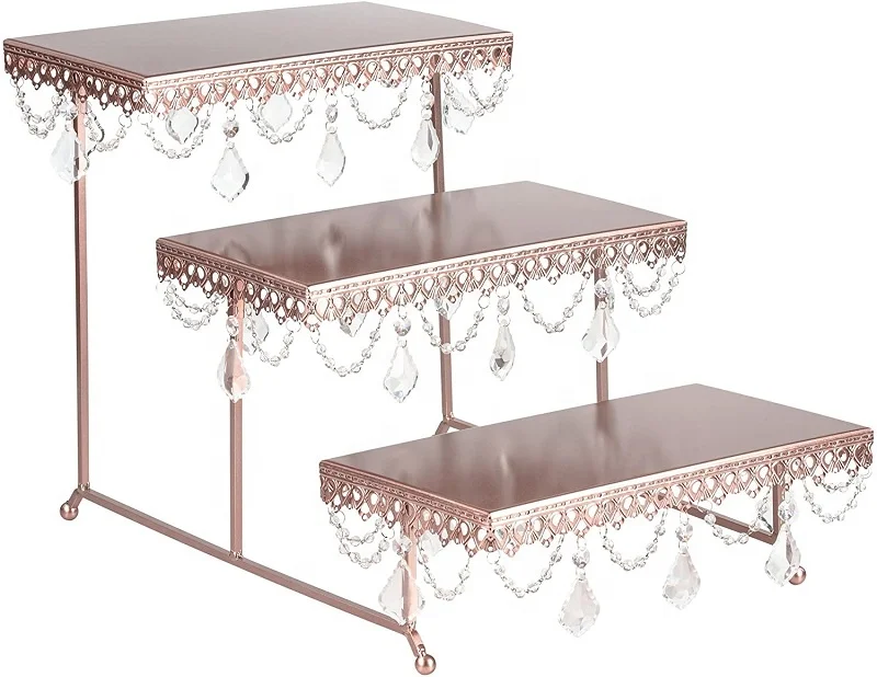 European Crystal Style Metal Cake Stand Multipurpose 3 Tier Layers Metal Wedding Cake Stand