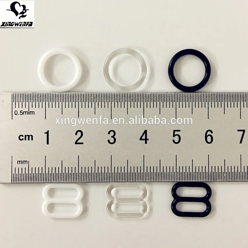 Good quality 8mm 10mm black white clear plastic bra strap adjuster bra plastic ring and slider