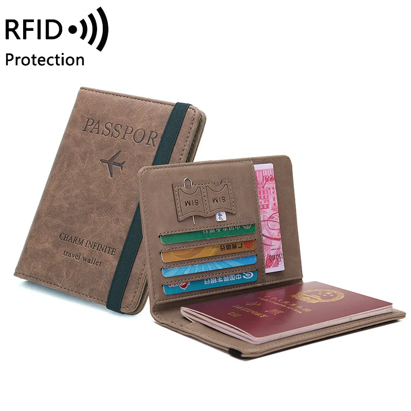 High Quality Custom Logo Pu Leather Passport Cover Rfid Blocking Passport Holder Travel Wallet With Card Case