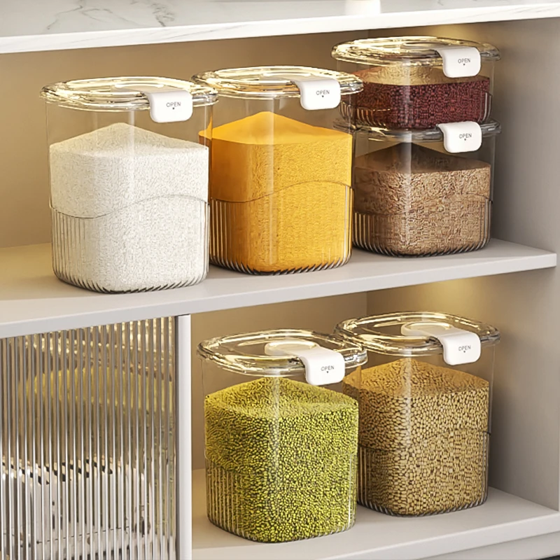kitchen Pantry Organization Flour Bulk Grain cereals Bin Dispenser Dry Food Rice Airtight Food Storage Container