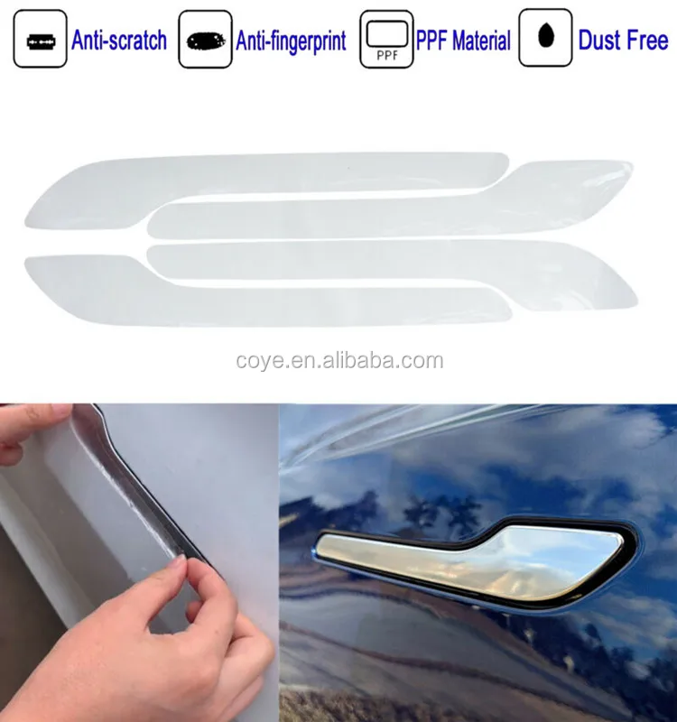 4pcs Car White Transparent Door Handle Protection Film Sticker Cover For Tesla Model 3 Transparent Protective Trim