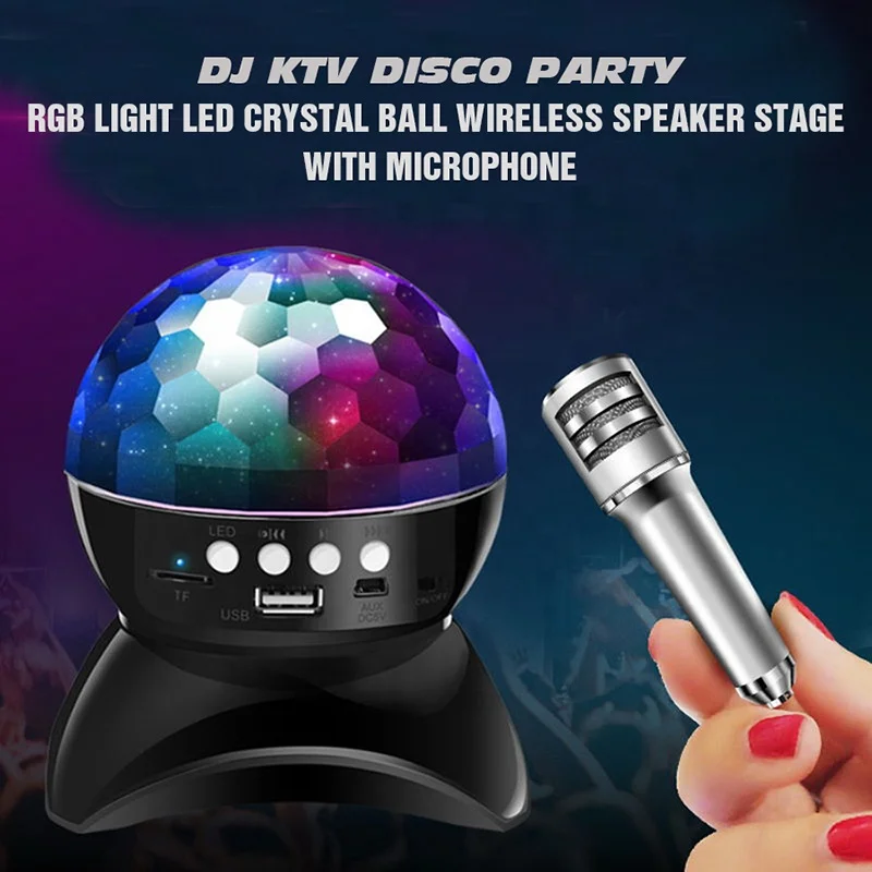 Beautiful RGB Colorful Dance Light Speaker Portable Stage Speakers Wireless Karaoke Speakers With Microphone