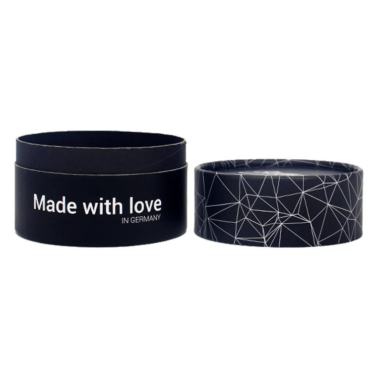 
Black Cardboard Gift Round Tube for candle packaging logo printing paper 