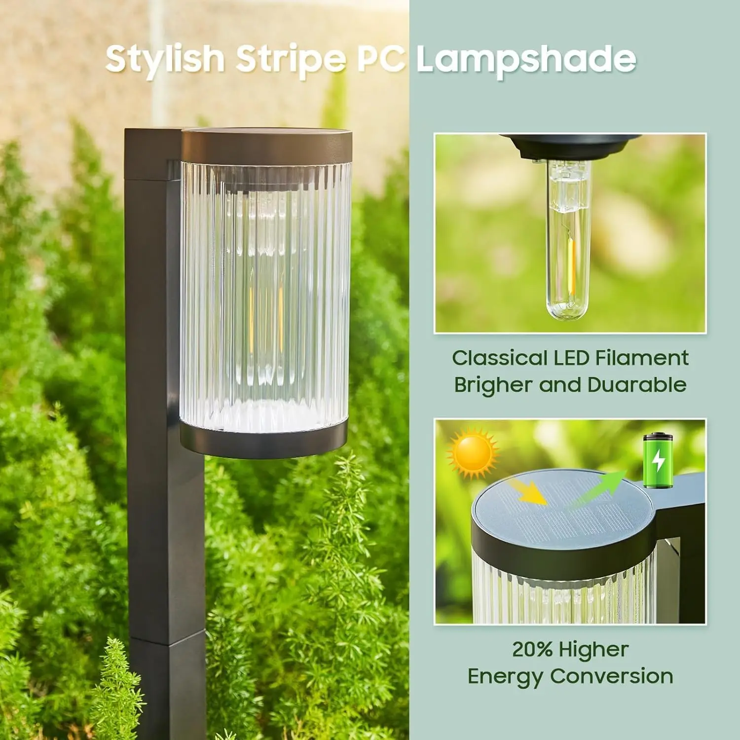 Solar Garden Lights Outdoor Decorative Waterproof Solar Pathway Lights Outdoor for Yard Landscape Path Walkway Decoration