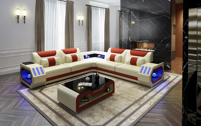 Modern combination living room sofa set top quality top grade Italy leather sofa