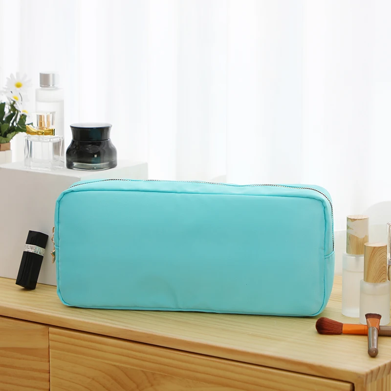 Zipper Nylon Makeup Bag Wholesale Custom Makeup Bag Blue Waterproof Cosmetics Pouch