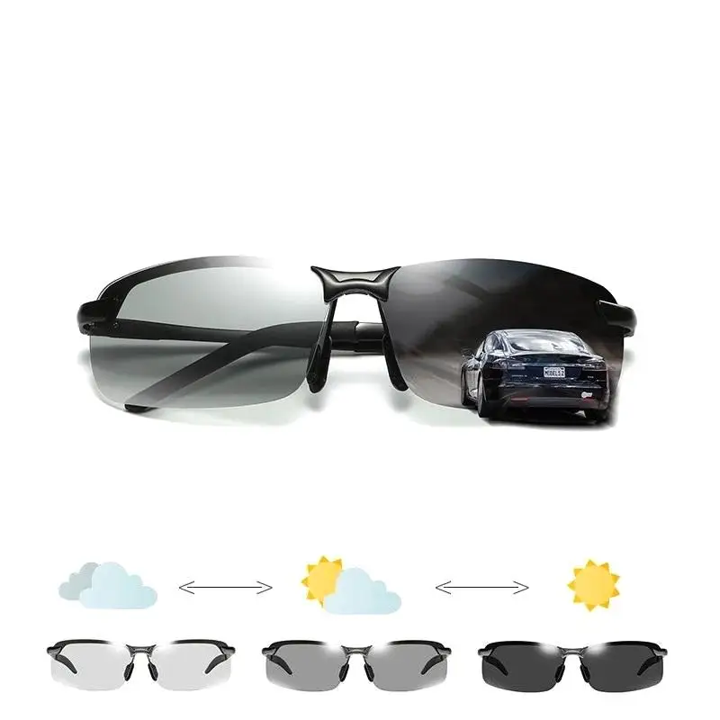 Luxury Men Photochromic Polarized Glasses Driving Chameleon Male Change Color Day and Night Vision UV400 Eyewear