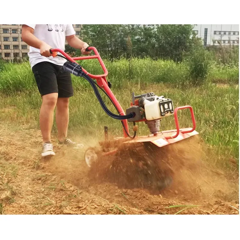 Small gasoline hoeing micro tillage scarifier home hoeing rotary tillage trenching machine