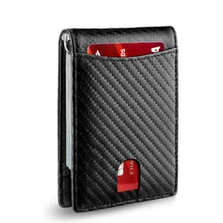 Custom high quality ID window leather minimalist slim wallet RFID credit card holder leather