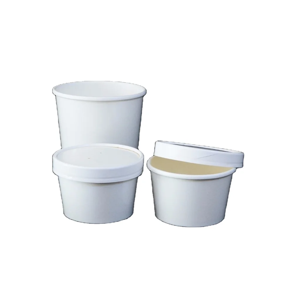 B12 Oz-Top 92 Disposable 12 OZ Bio Soup Container Kraft Paper Well Match With 2 Layer Paper Lid