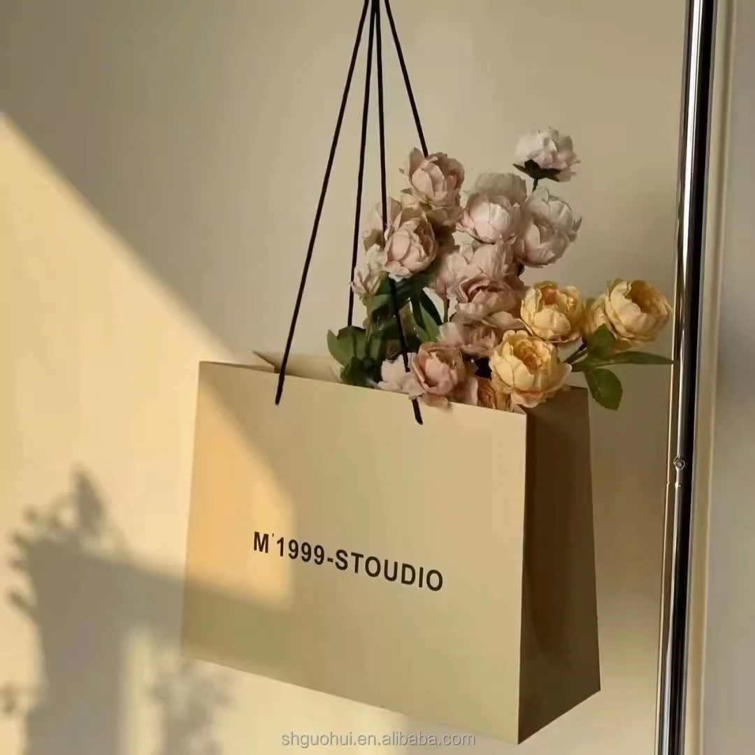 custom shopping paper bag luxury rope handle with your own logo