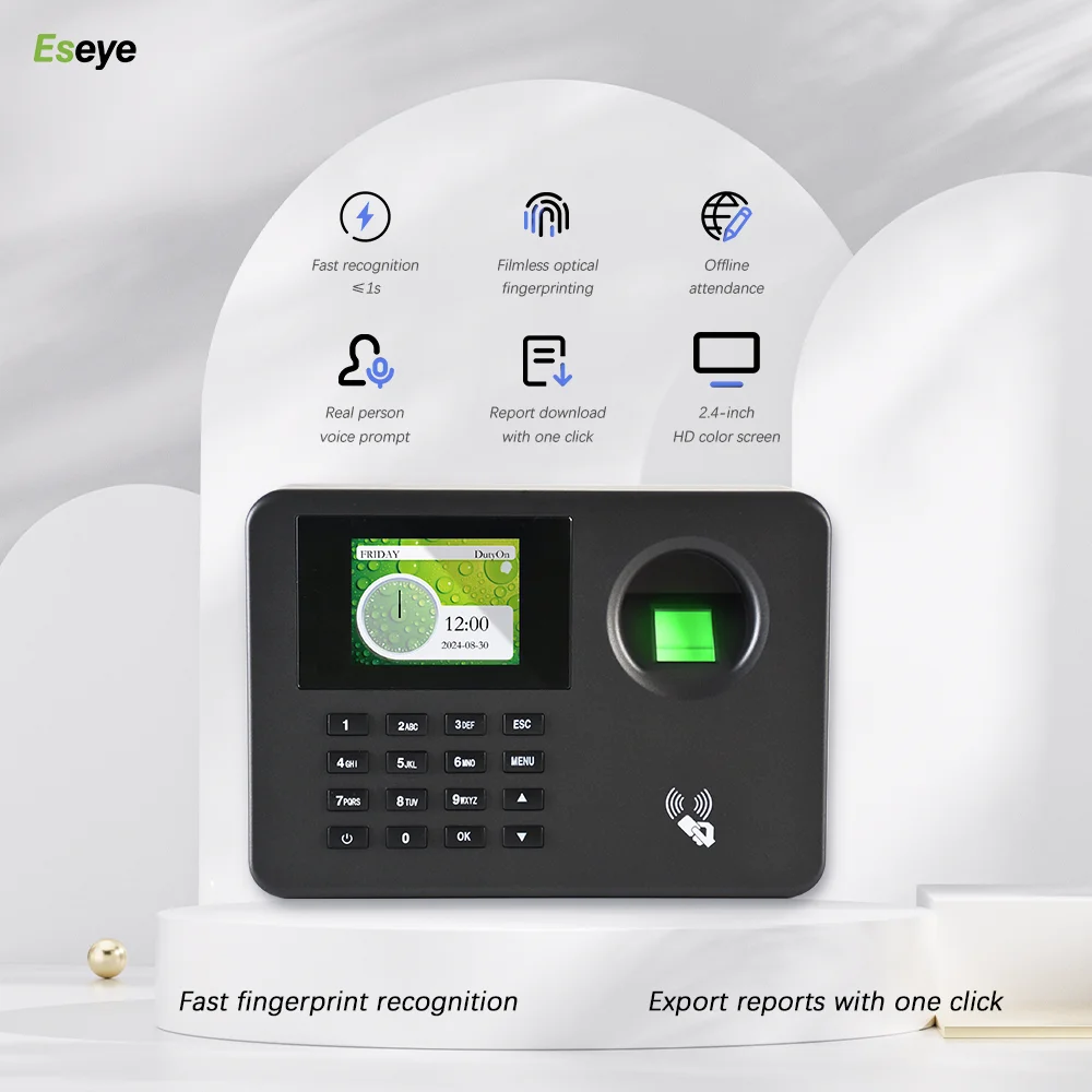 Eseye Biometric USB Time Attendance System Clock Office Employee Fingerprint Machine Free SDK Compatible USB Flash Drive TCP