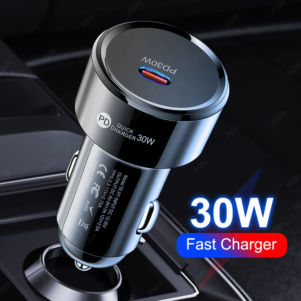 EONLINE 2D PD30W USB Charger Socket USB Type C Car Power Adapter Multiple Protection Car USB-C Adapter for Samsung Huawei Xiaomi