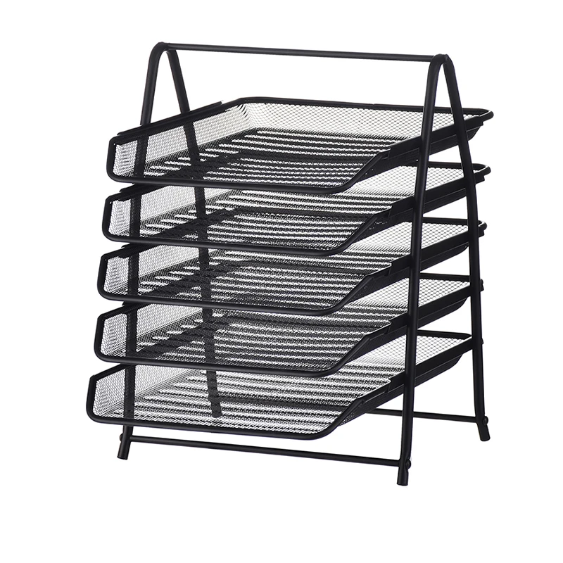 5 Tier Desk Organizer Mesh File Rack Metal Mesh Storage Paper Tray Office File Organizer  for Home Office