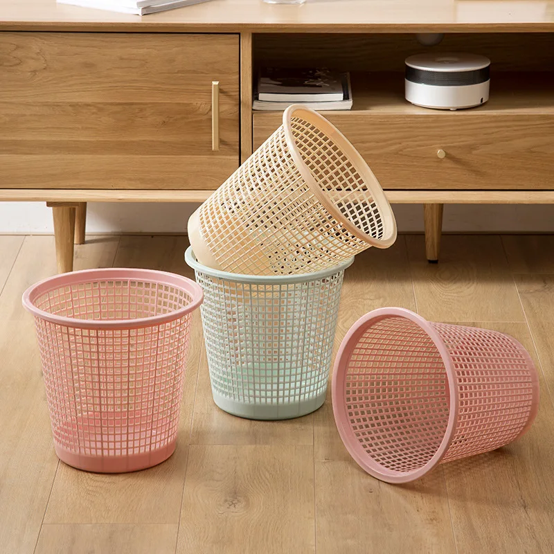 
Chinese Style Simple Plain Fashion Striped Hollow Large-Capacity Plastic Household Multi-Scene Suitable Trash Can 