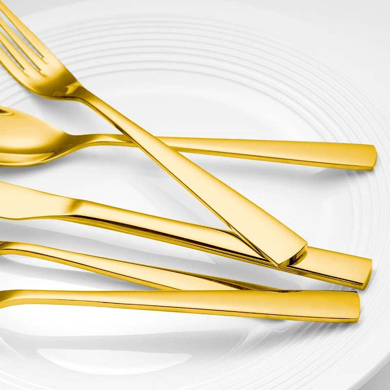 Hospitality Elegant Cutlery 18/10 Stainless Steel Luxury Flatware Unique 5pc Gold Silverware Set