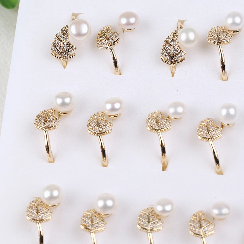 Fashion Jewelry Button Shape Freshwater Pearl Rings Designs For Women