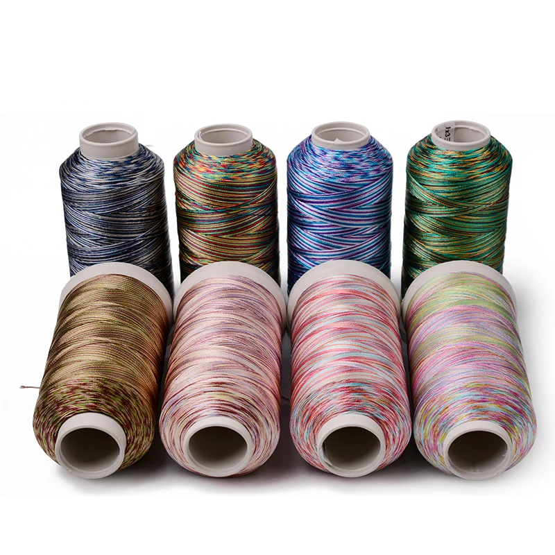 
LONGJIE 9 colors 210D rainbow polyester thread for weaving crafts and tassel 