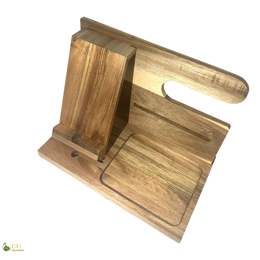 Wooden Phone Docking Station Organizer with Watch Glasses Wallet and Accessories Holder Perfect as a Desk Organizer gift for Men