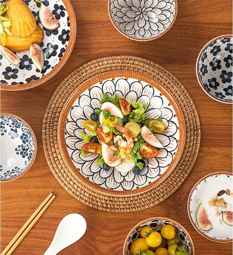 Ceramic tableware set  Japanese blue and white porcelain with gift box dinnerware set  customization business giveaway+