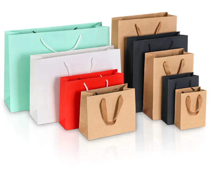 
Custom Cheap Jewelry Packaging Small Brown Kraft Shopping Paper Bag With With Ribbon Handles 