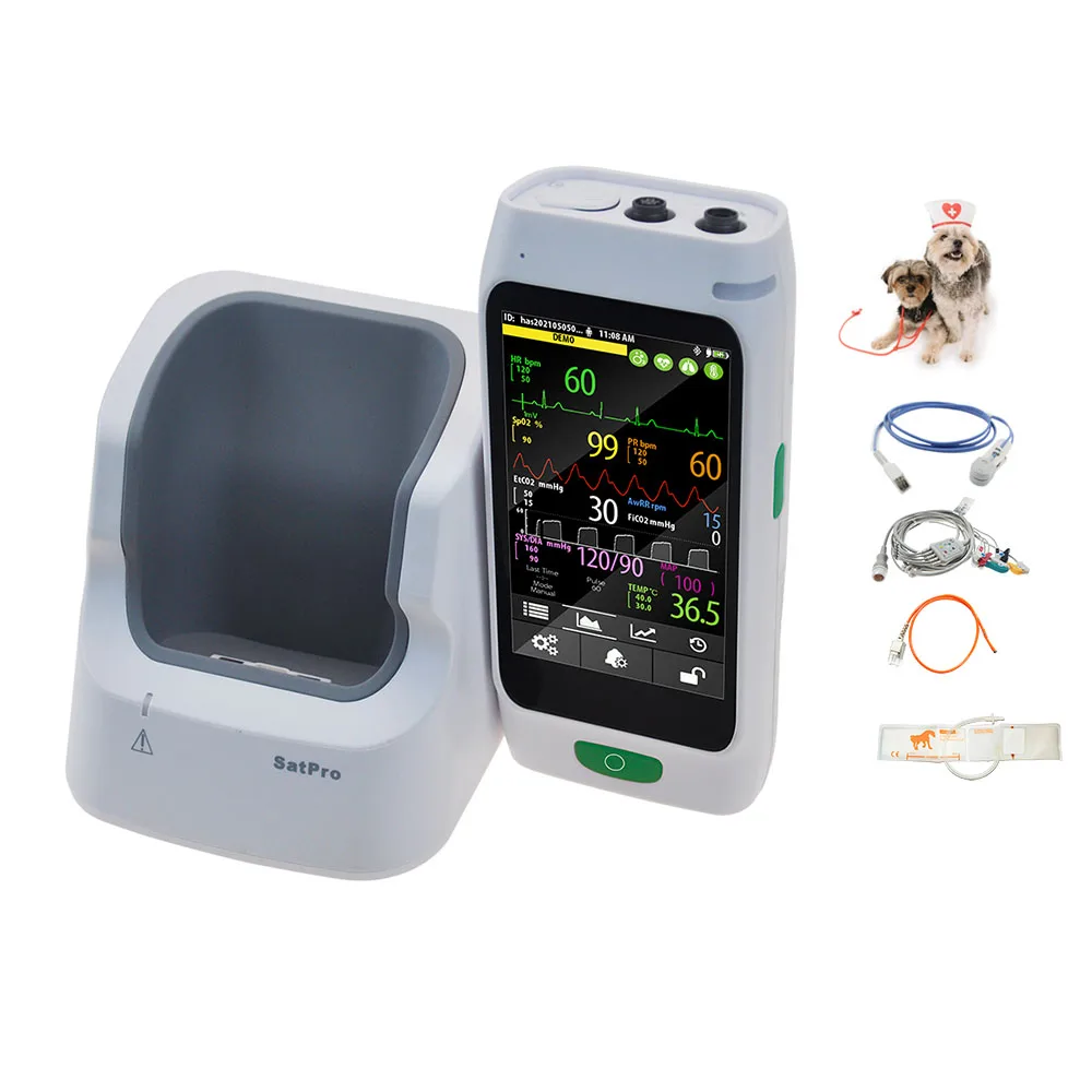 5 inch Touchscreen Veterinary vital signs monitor Portable Desktop Monitor ECG for Pets Clinics and Vet Monitor