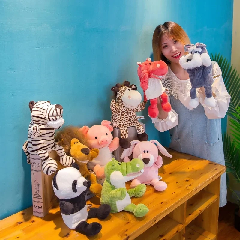 Wholesale 30cm Forest Animals Hand Puppets Plush Doll Funny Kids Toys Parent-child Family Storytelling Kids Educational Toy