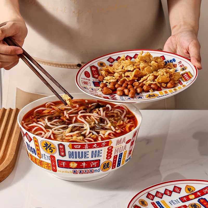 Chinese Style Cuisine Fashion Soup Bowl Noodle Bowl Plate for House