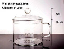 Wholesale Heat Resistant Clear High Borosilicate Glass Mixing Cup Salad Bowl Instant Noodle Milk Pot