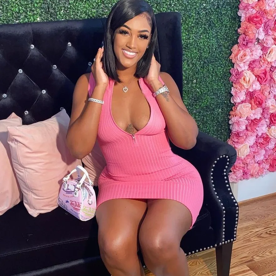 Женское трикотажное платье без рукавов, розовое облегающее повседневное мини-платье большого размера на лето, 2021