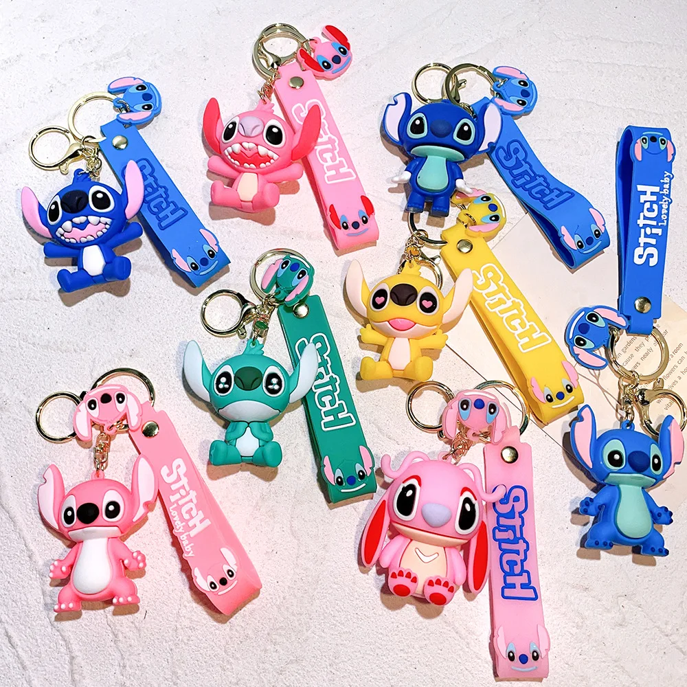 Wholesale Cute Lilo and Stitch Soft Touch PVC Key Ring Chain Cartoon Anime character lilo and stitch rubber Cartoon keychain