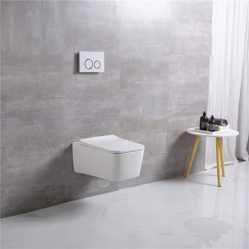 High quality wall hung wc Bathroom Ceramic toilets Rimless Two Piece P-Trap Hanging Toilet Ceramic square Toilets Bowl