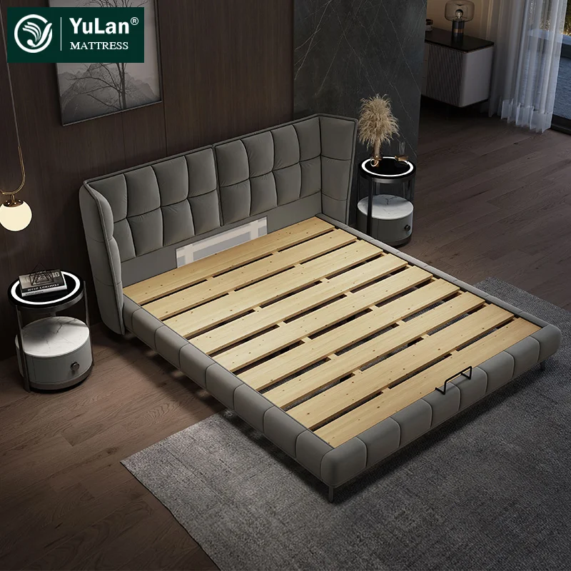 High Quality Modern Design Bedroom Furniture Set  King Size Leather King Beds