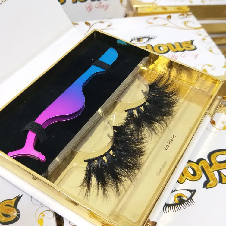 Luxury customized packing with tweezers 5D 6D mink lashes 25mm mink eyelashes vendor