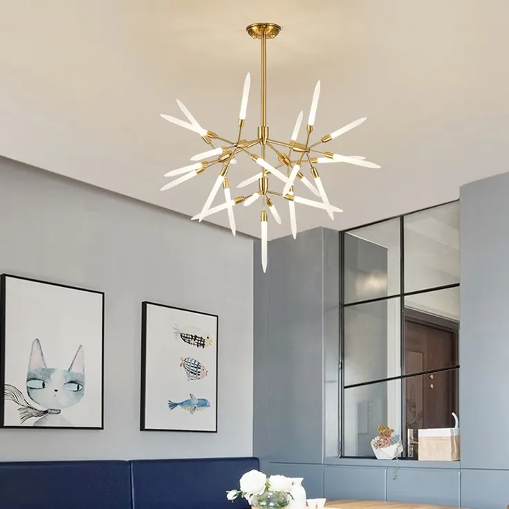 Hotel Home Decoration Led Pendant Lighting Chandelier Modern Gold Hanging Light Industrial Design Pendant Lamp For Living Room