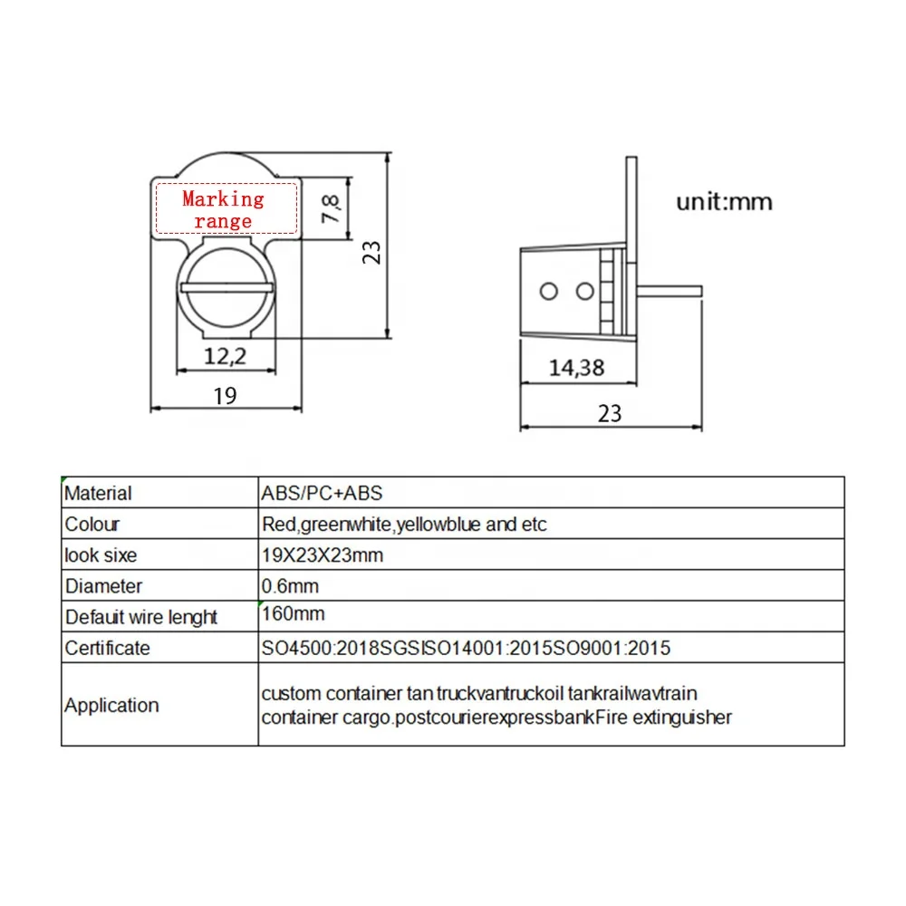 ZL-F015 Safety PC+ABS with Serial Number Plastic Meter Seal Utility Water Meter Electricity Meter Seal
