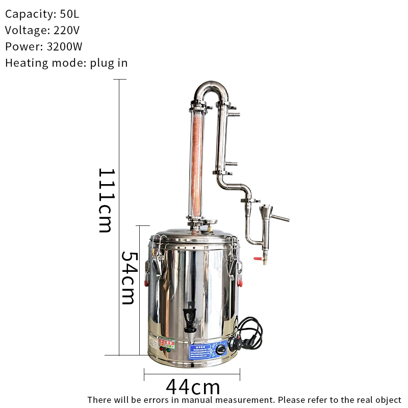 50L plug-in still condenser crystal tower column built-in copper mesh private brewer Alcohol level monitor Distilled liquorer