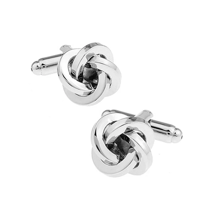 Wholesale Silvery Love Knot Elegant Cufflinks for Men Custom Suit Shirt Accessory for Wedding Tuxedo Trendy Jewelry for Men