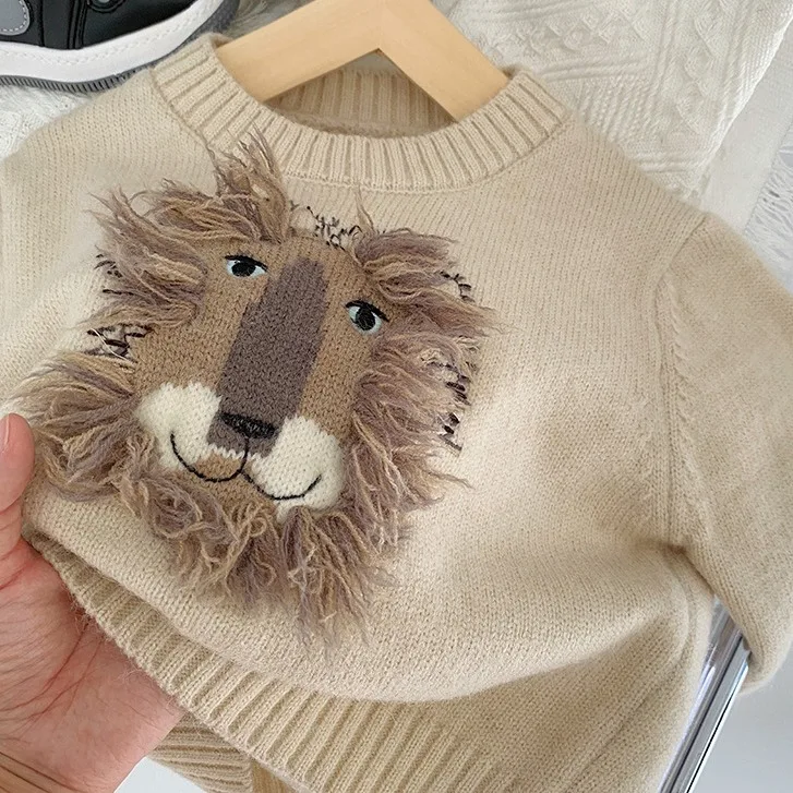 UG Children Sweater Lion Boys Sweaters Autumn Teenager Cardigan For Boys Clothes Cotton Toddler Baby Sweater 100% Cotton Fabric