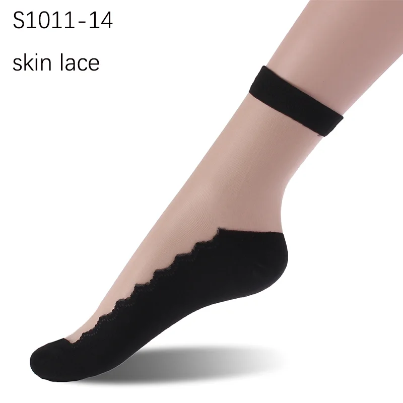 2024 Simple socks Made in China low MOQ new design women summer ankle lace socks sheer large size girl socks