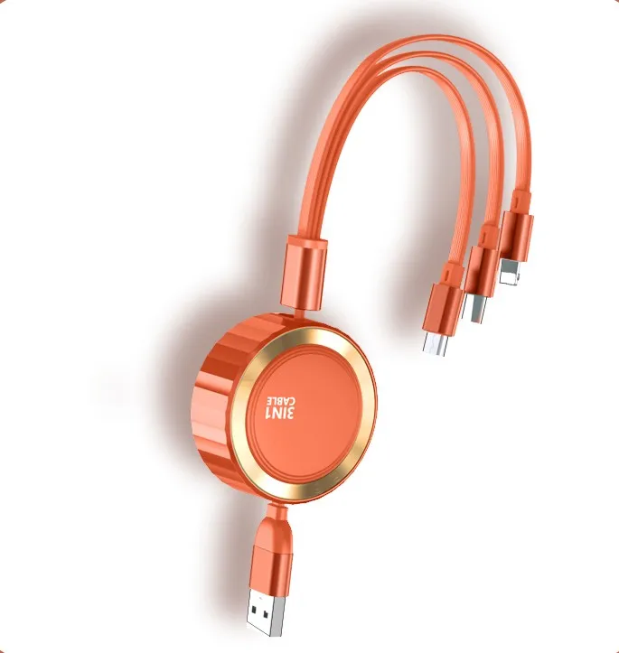 120cm Retractable Portable 3 In 1 Usb Cable 3 In 1 Usb Charging Cable Multi-function Mobile Phone Charger
