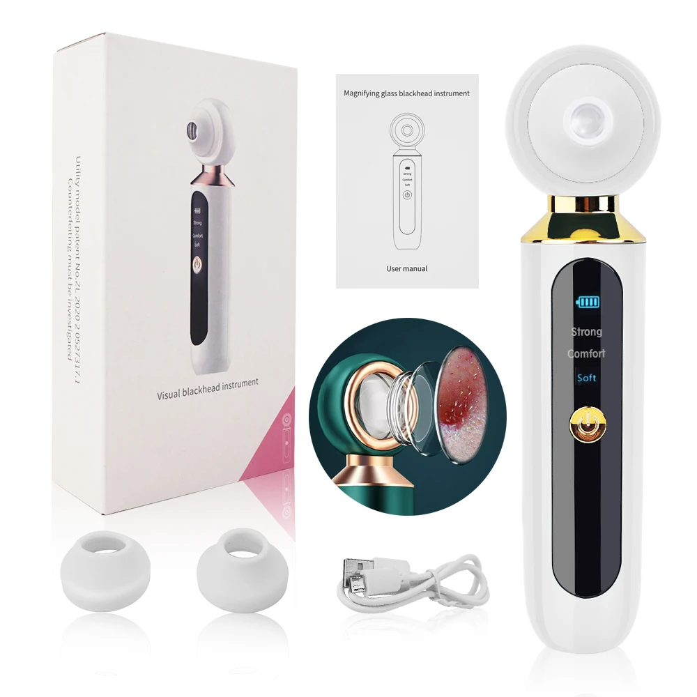Rechargeable Electric Facial Pore Clean Visual vacuum blackhead remover beauty device