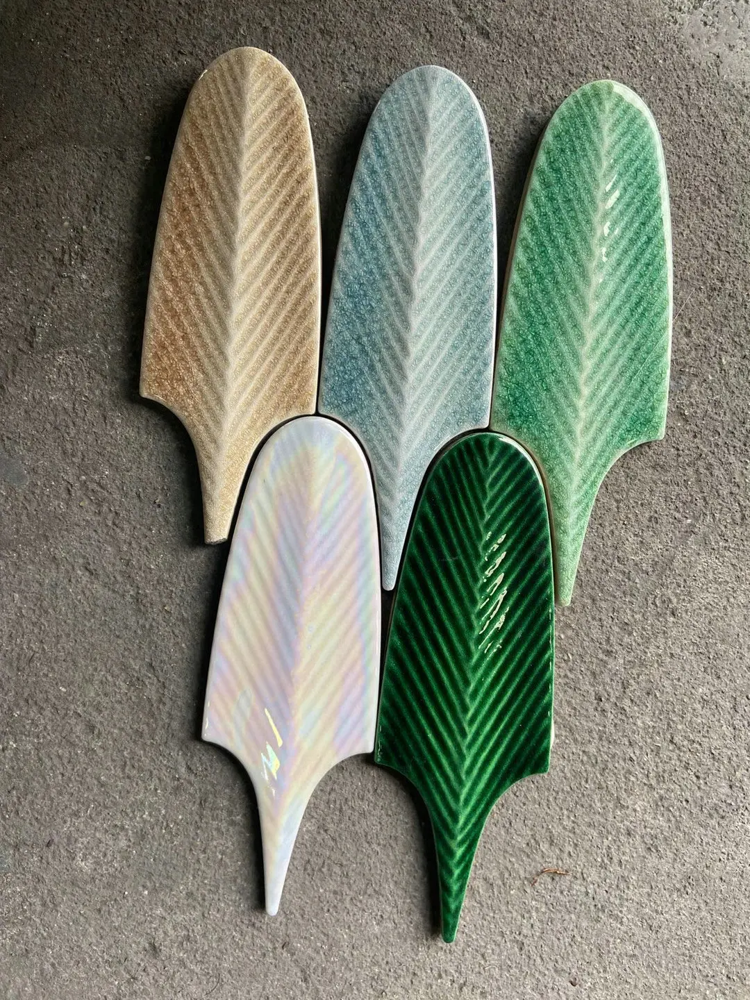 Dark green premium porcelain tiles feather glazed decorative porcelain indoor handmade low absorption ceramic wall tiles 70*200