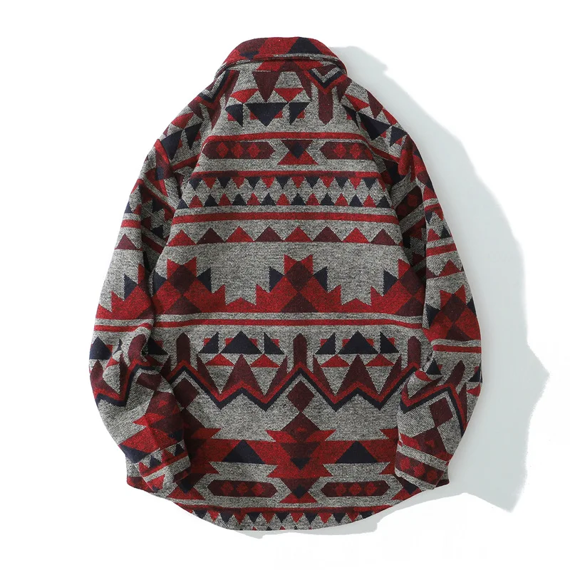 2023 Autumn and Winter Port Wind Loose Long-sleeved Day System Thickened Woolen Shirt Top Coat Men