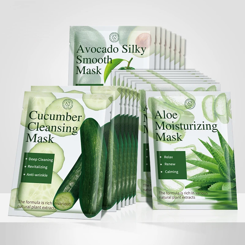Wholesale Korean Skin Face Care Sheet Mask for Women Hydrating Organic Collagen Aloe Vera Cucumber Moisturizing Sheet Mask