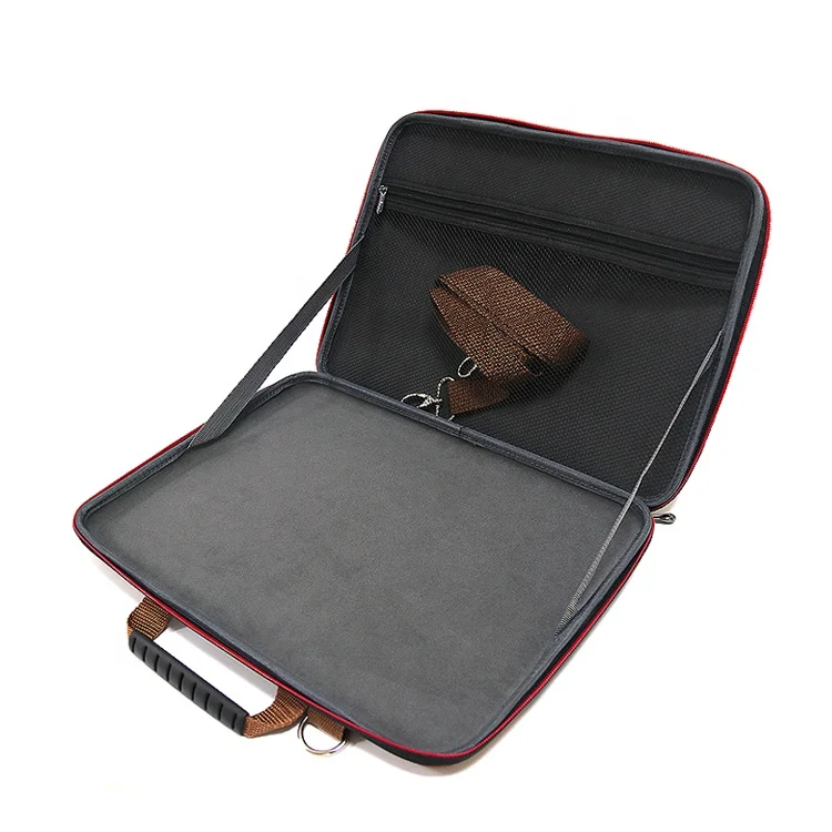 Brown Premium Hand Zipper EVA Leather Portable Business Laptop Computer Bag