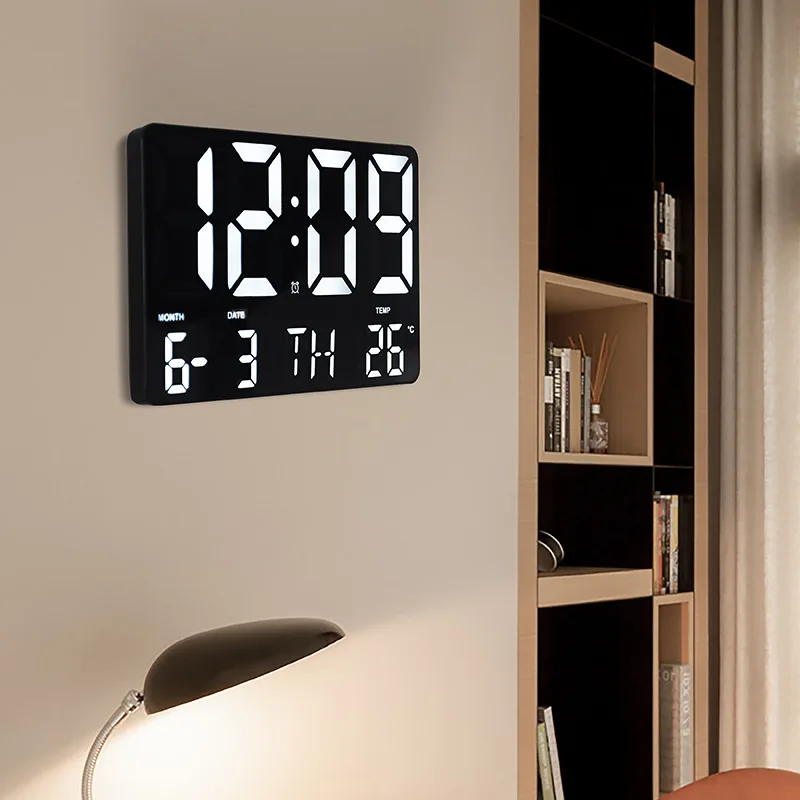 multifunctional desk digital clock large display modern led  wall clock home decor smart alarm clock