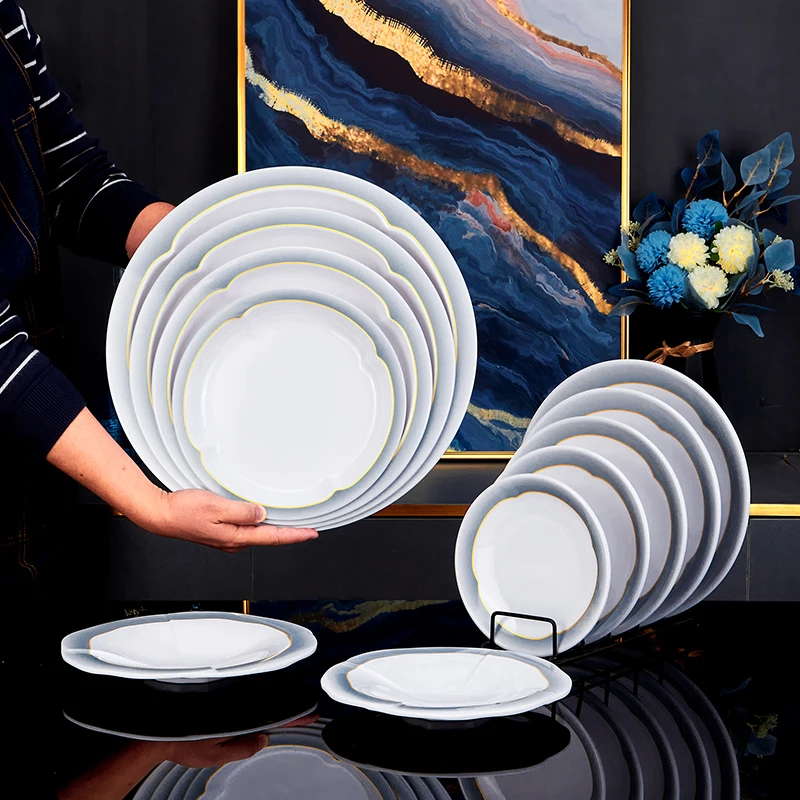 Promotional White Melamine Unbreakable Plates Bowl Tableware Reusable Plastic Tableware Side Plates For Restaurant Wedding Use